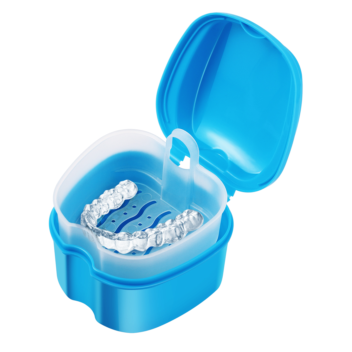 Denture Case Denture Bath Box Case Dental Orthodontic Retainer False Teeth Storage Case Box with Strainer denture cups for soaking dentures