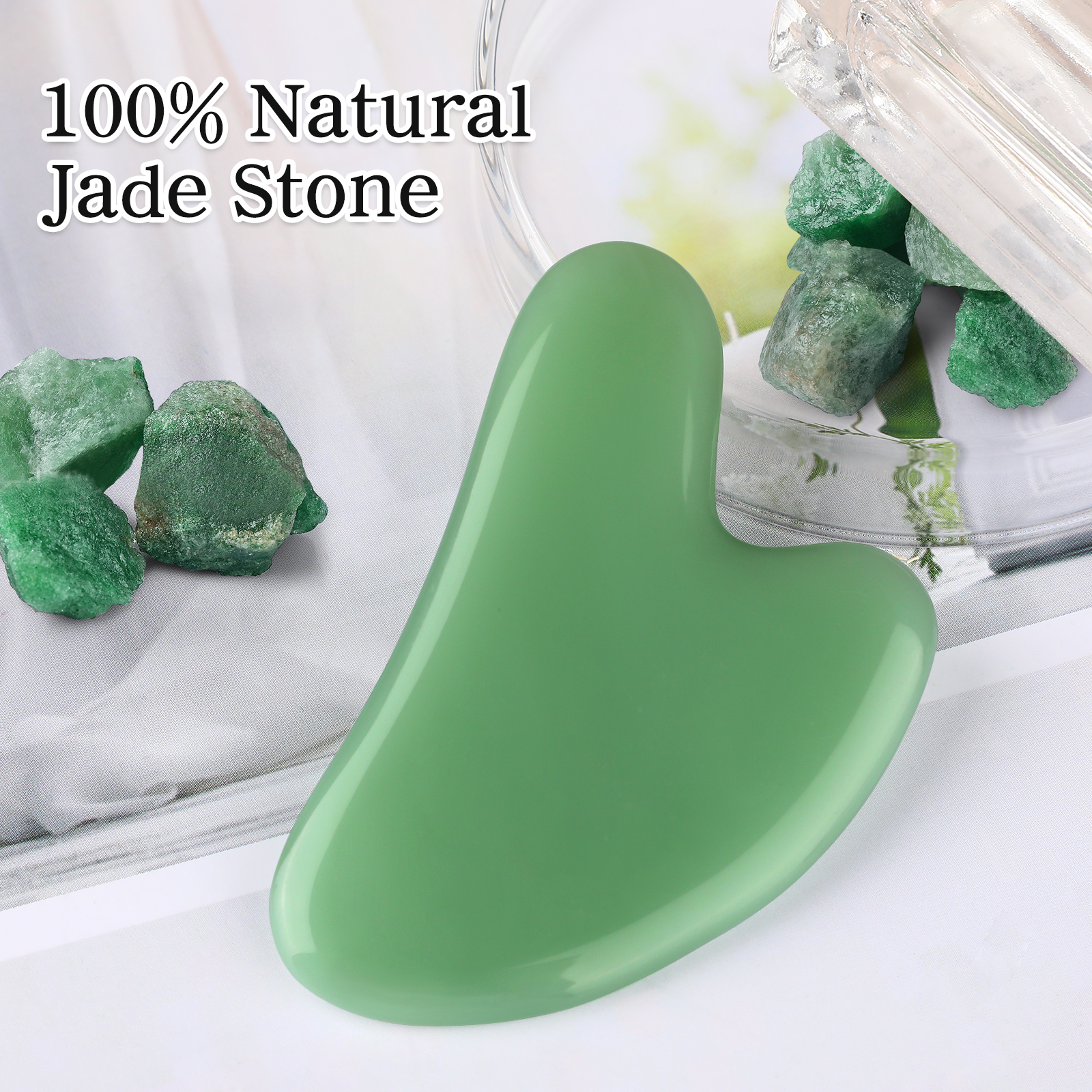 Gua Sha Jade Stone Tools Guasha Tool for Face Skincare Facial Body Acupuncture Relieve Muscle Tensions Reduce Puffiness Festive Gifts